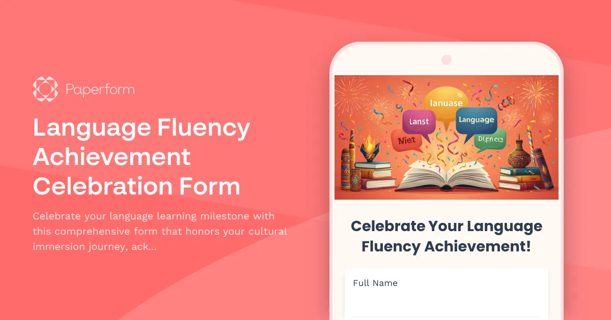 Language Fluency Achievement Celebration Form