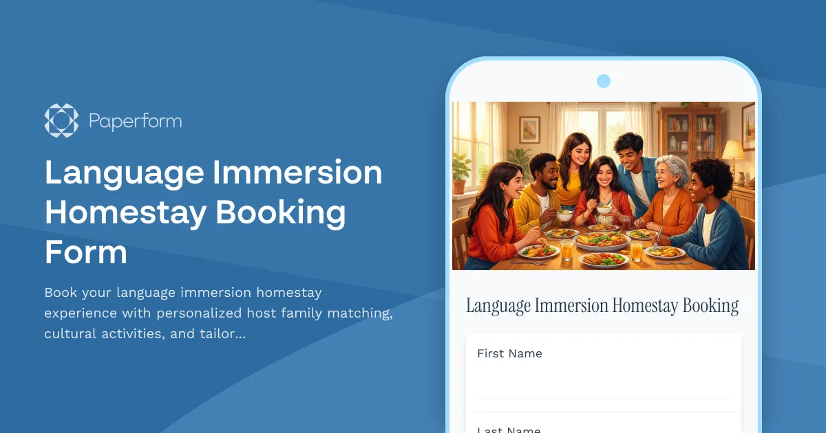 Language Immersion Homestay Booking Form