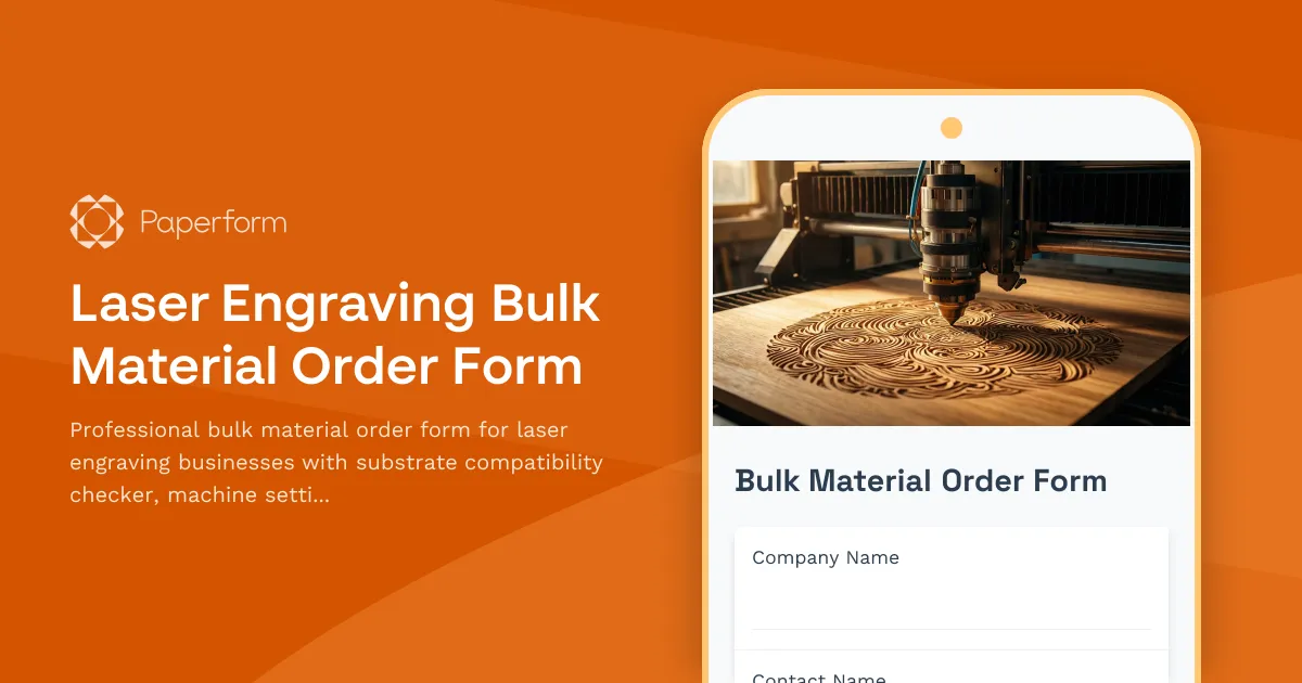 Laser Engraving Bulk Material Order Form