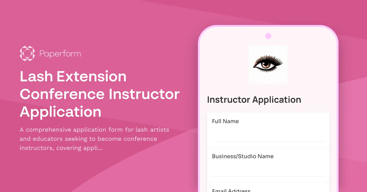 Lash Extension Conference Instructor Application