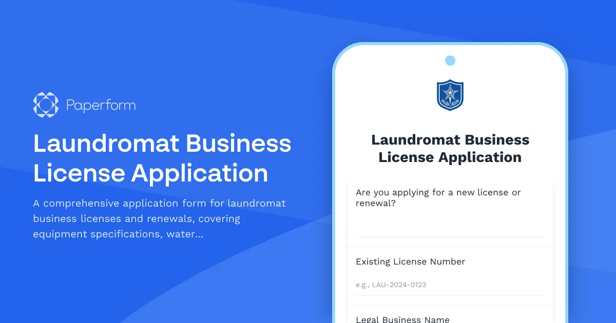 Laundromat Business License Application