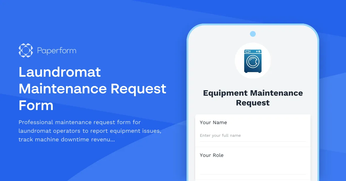 Laundromat Maintenance Request Form