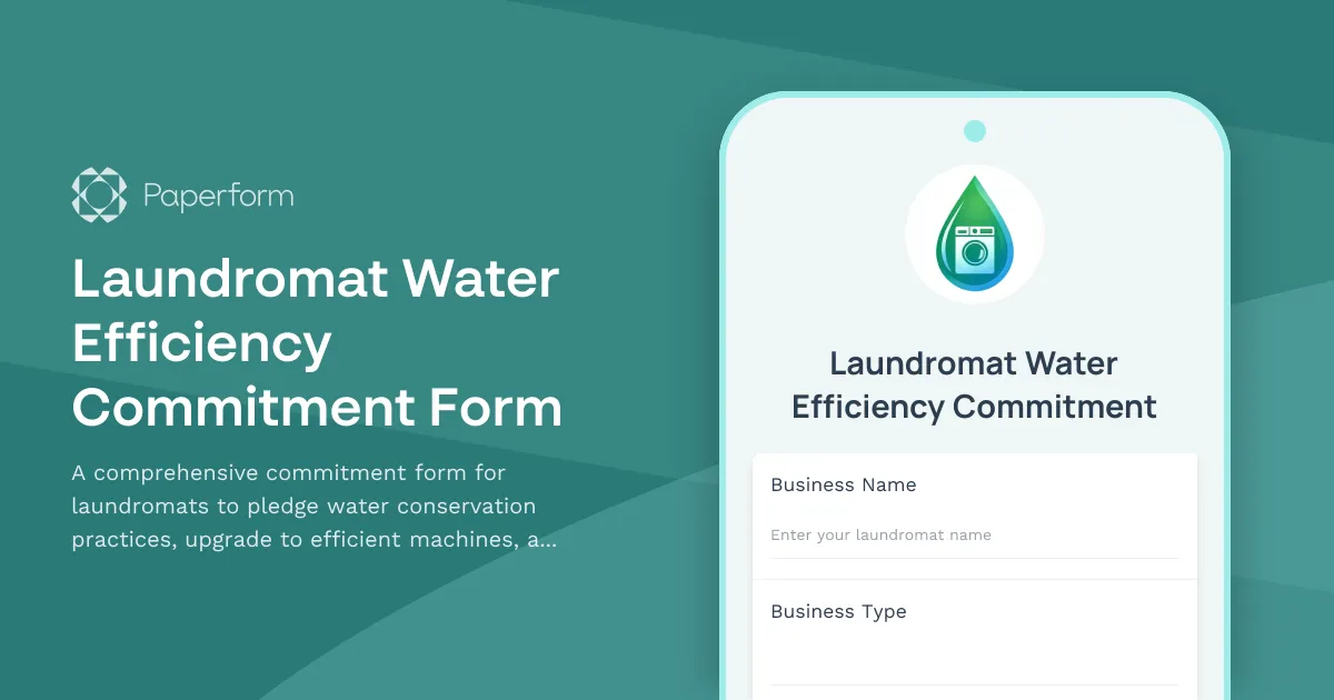 Laundromat Water Efficiency Commitment Form