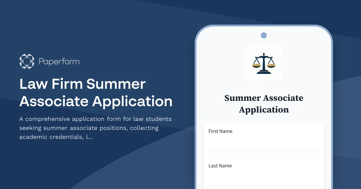 Law Firm Summer Associate Application