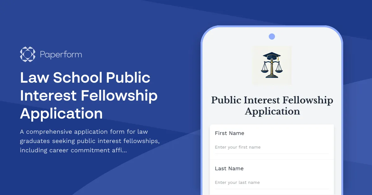 Law School Public Interest Fellowship Application