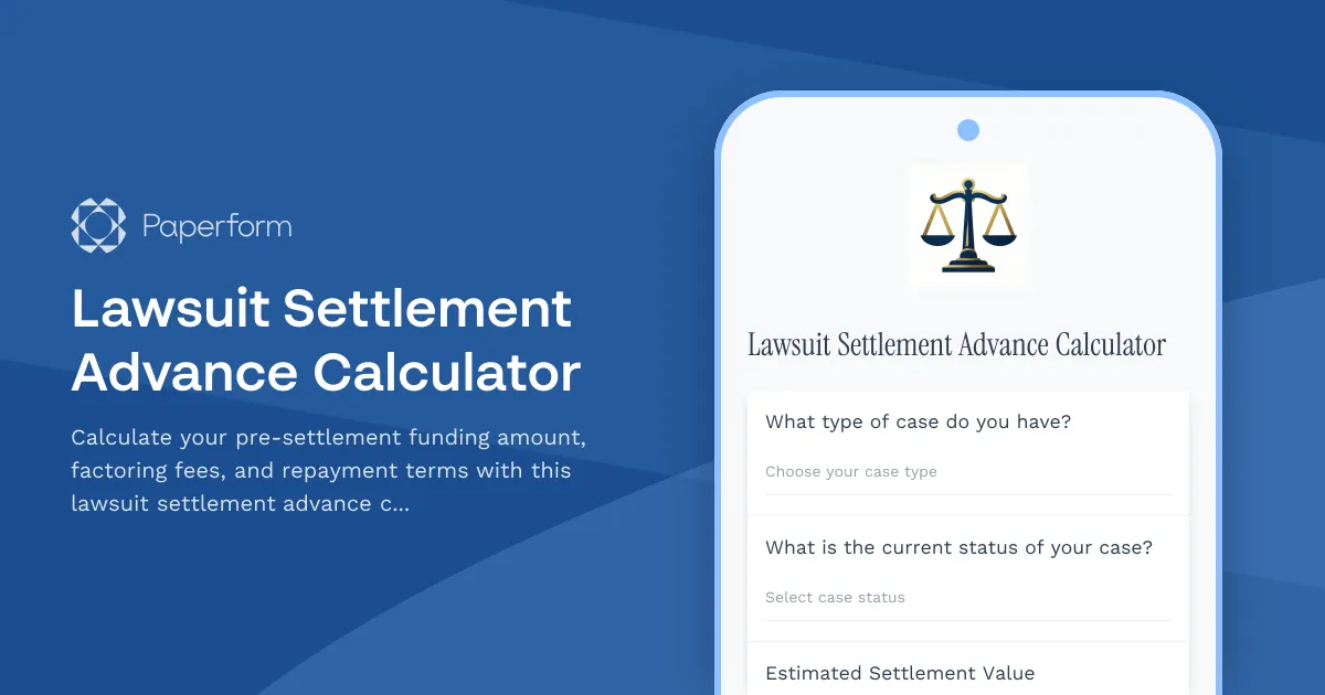 Lawsuit Settlement Advance Calculator