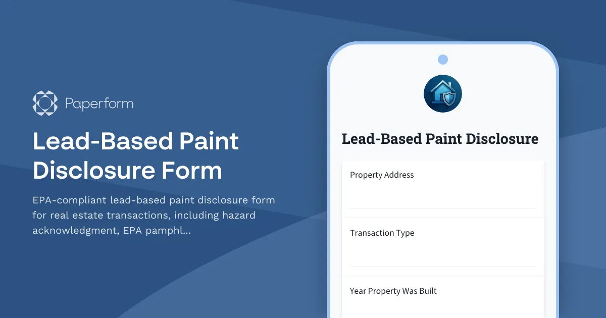 Lead-Based Paint Disclosure Form