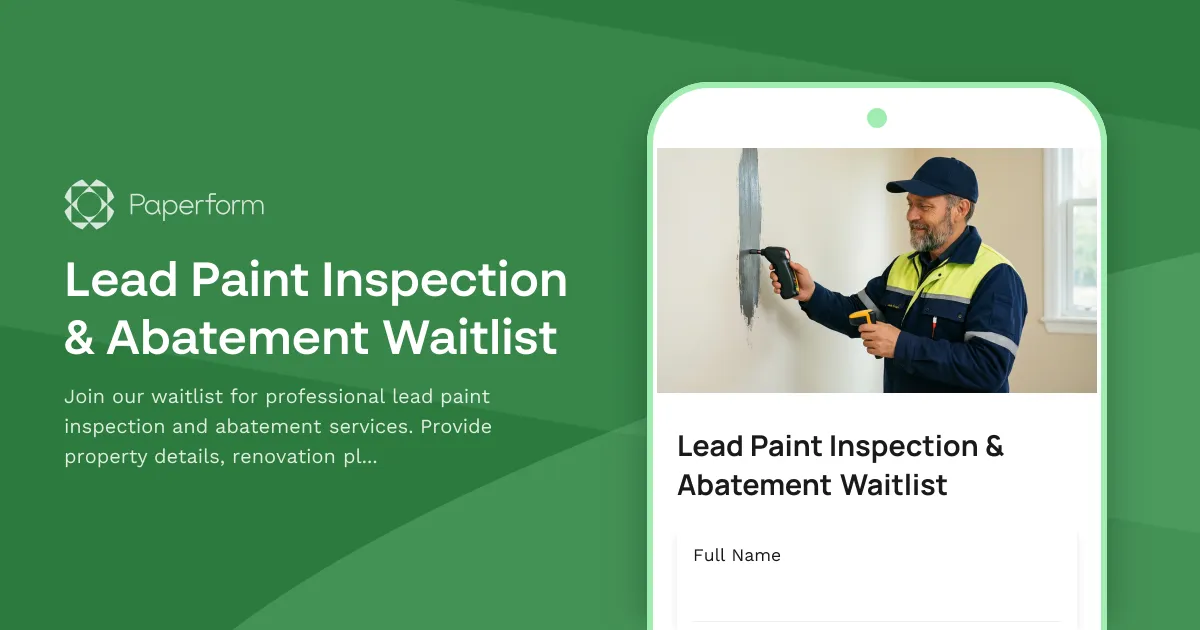Lead Paint Inspection & Abatement Waitlist