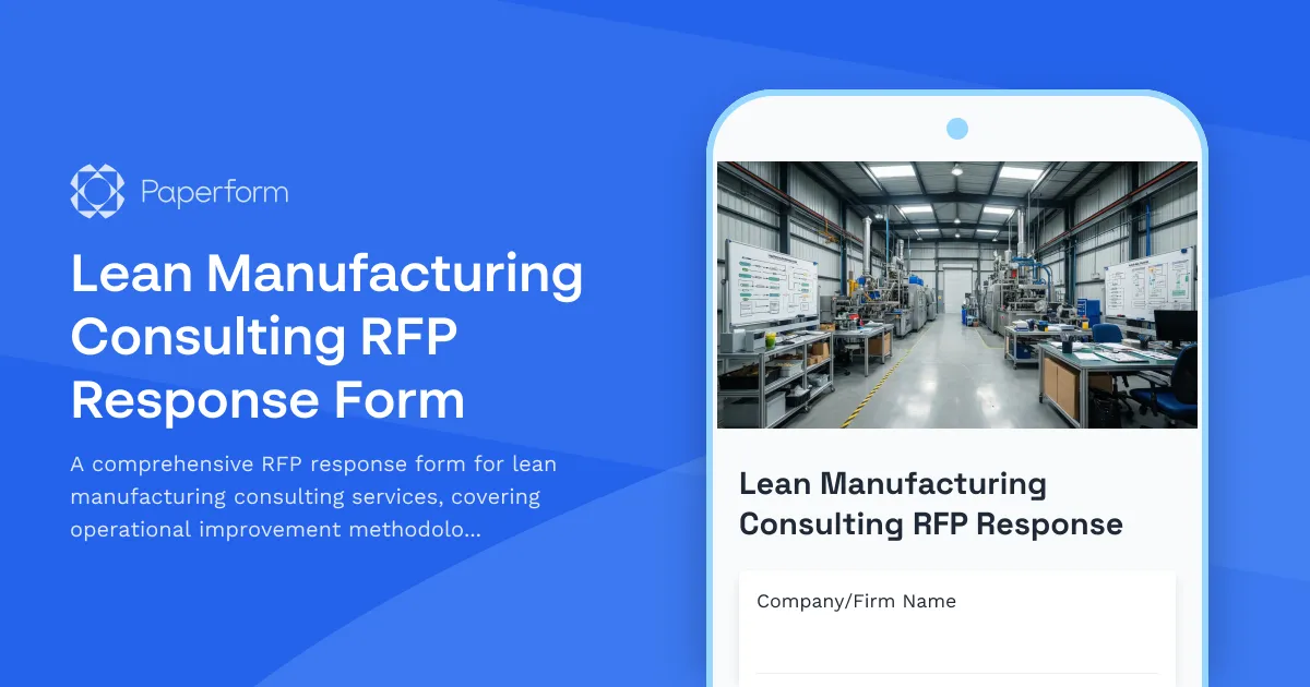 Lean Manufacturing Consulting RFP Response Form