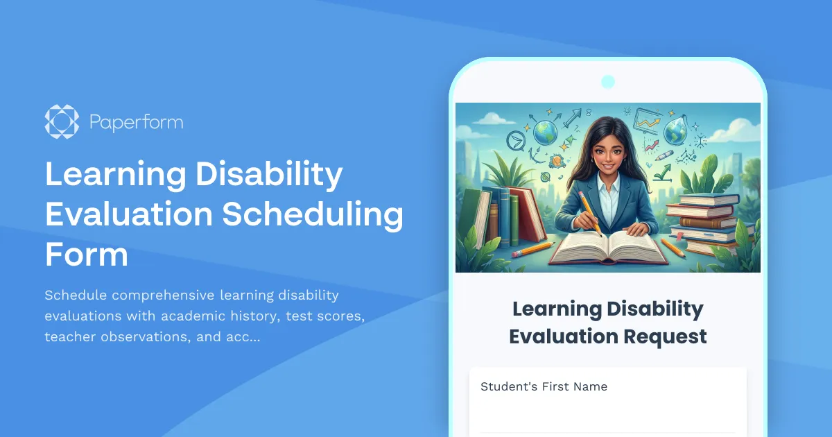 Learning Disability Evaluation Scheduling Form