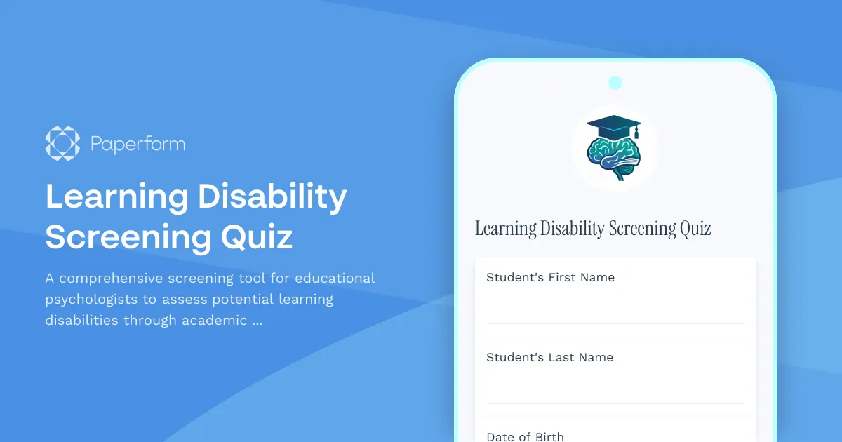 Learning Disability Screening Quiz