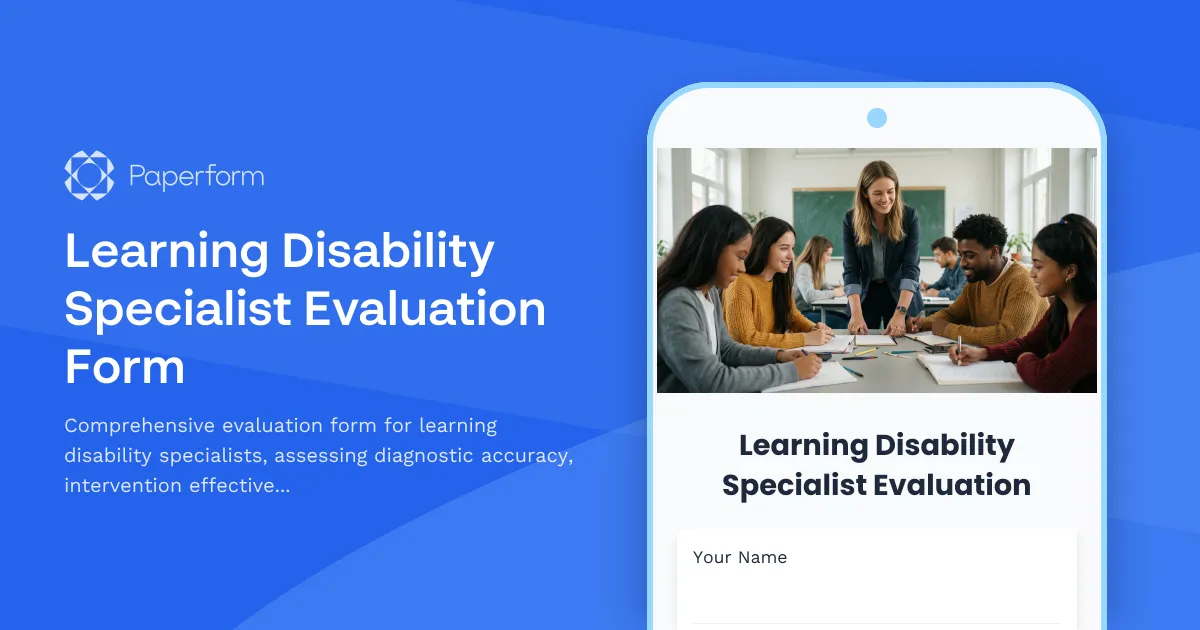 Learning Disability Specialist Evaluation Form