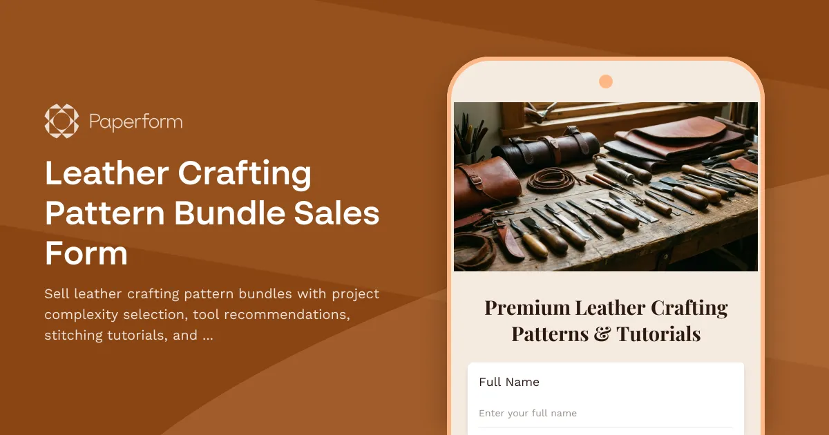 Leather Crafting Pattern Bundle Sales Form