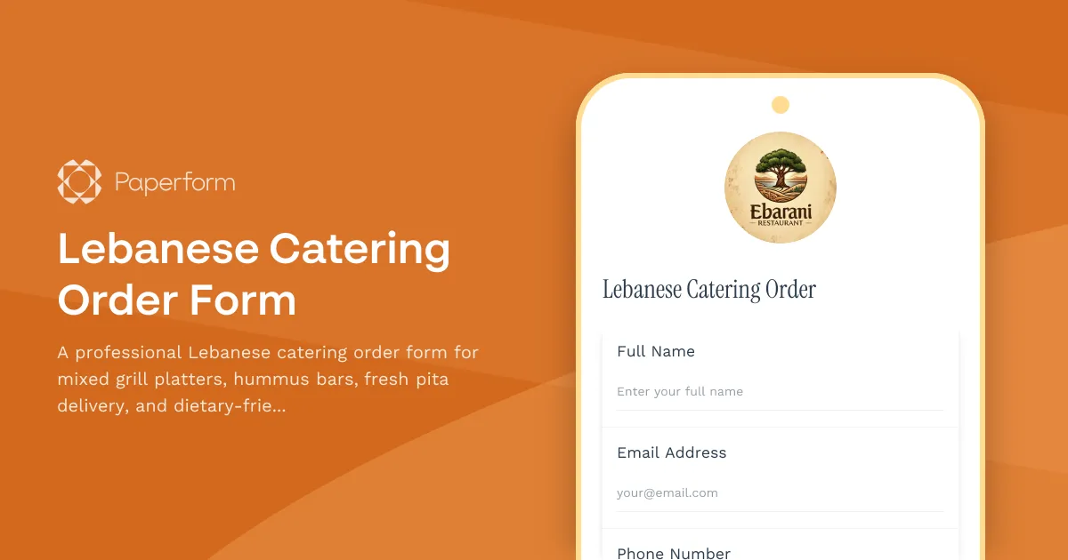 Lebanese Catering Order Form