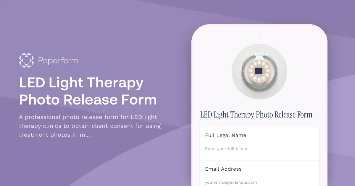 LED Light Therapy Photo Release Form