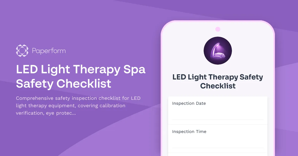 LED Light Therapy Spa Safety Checklist