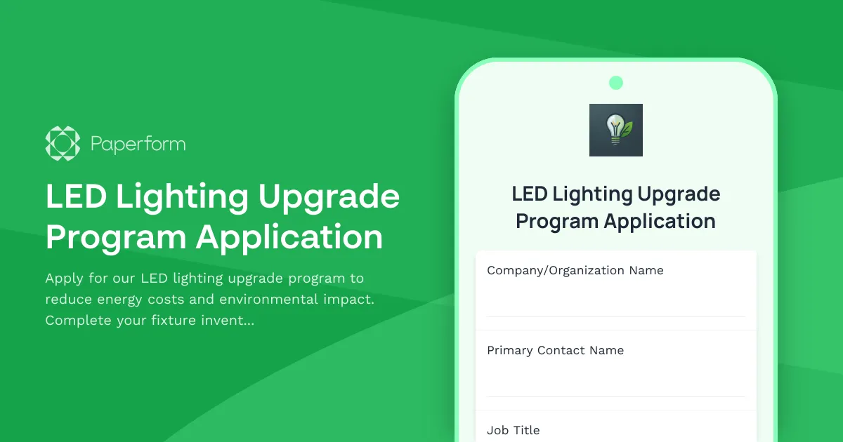 LED Lighting Upgrade Program Application