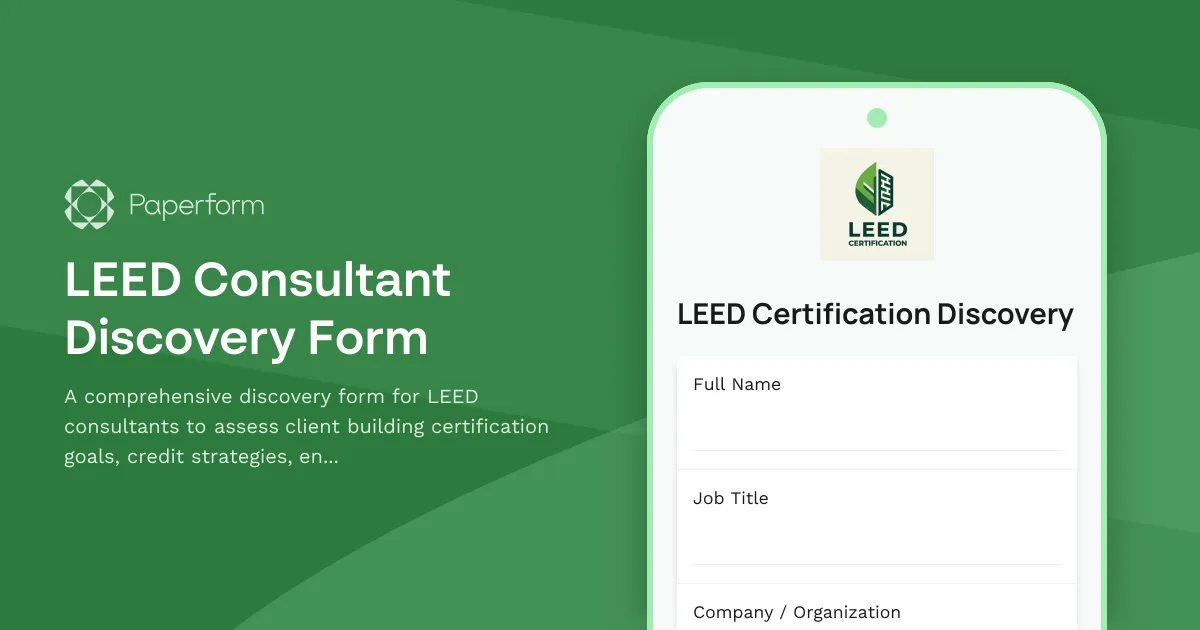 LEED Consultant Discovery Form