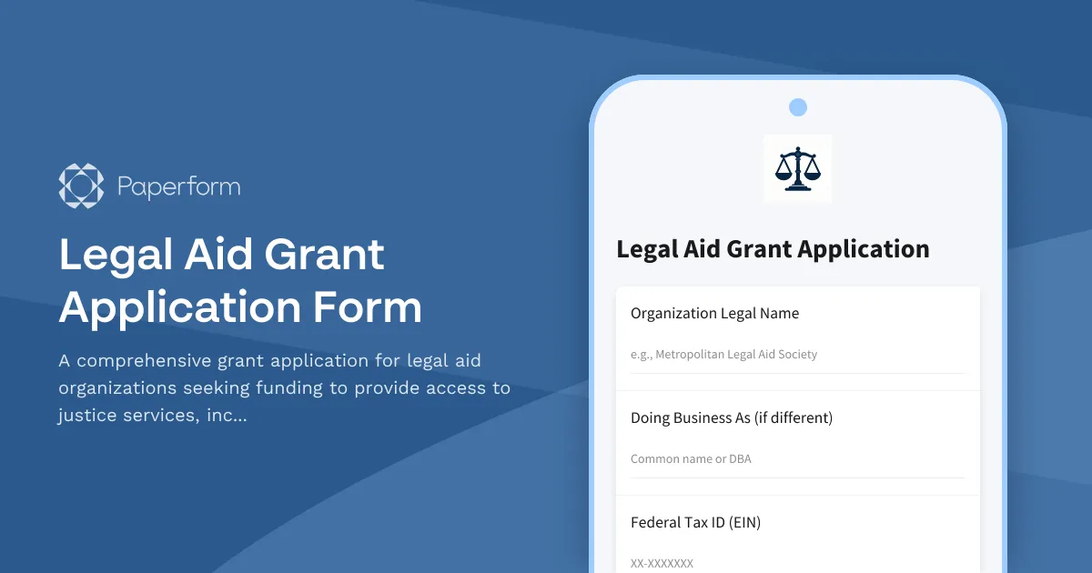 Legal Aid Grant Application Form