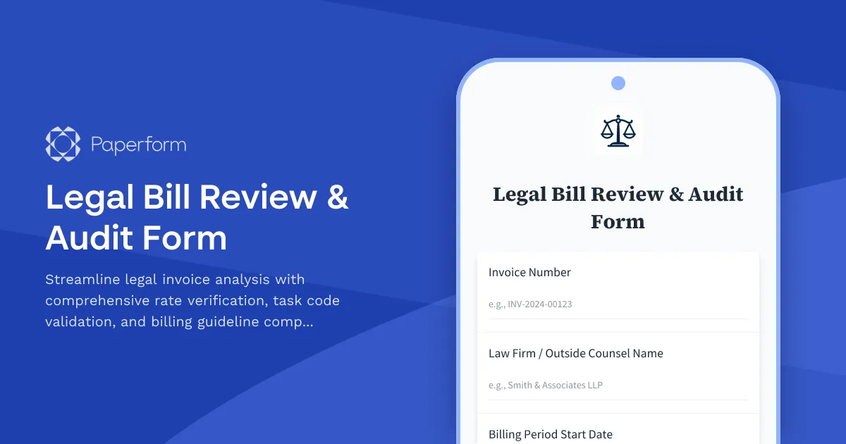 Legal Bill Review & Audit Form