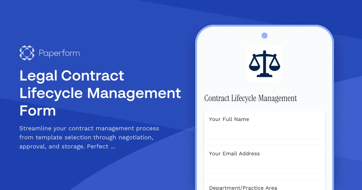 Legal Contract Lifecycle Management Form