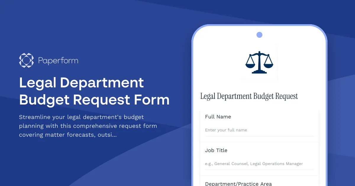 Legal Department Budget Request Form