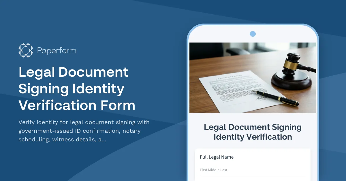 Legal Document Signing Identity Verification Form
