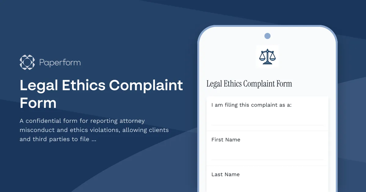 Legal Ethics Complaint Form