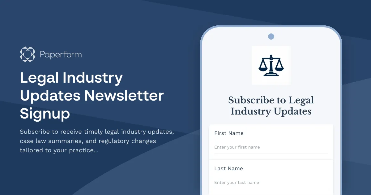 Legal Industry Updates Newsletter Signup