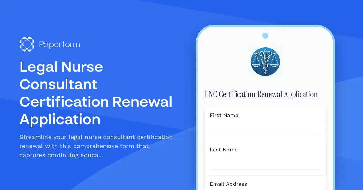 Legal Nurse Consultant Certification Renewal Application