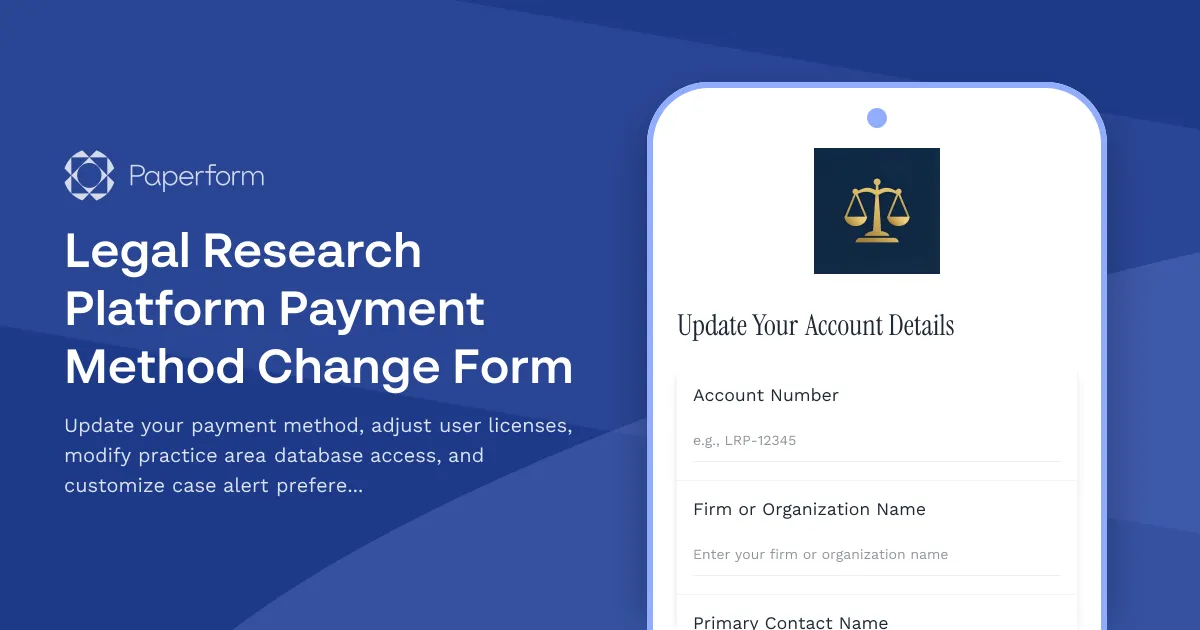 Legal Research Platform Payment Method Change Form