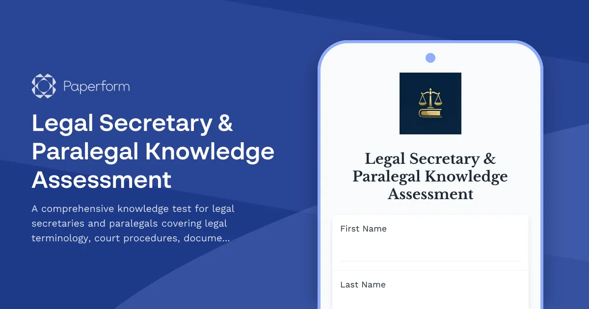 Legal Secretary & Paralegal Knowledge Assessment