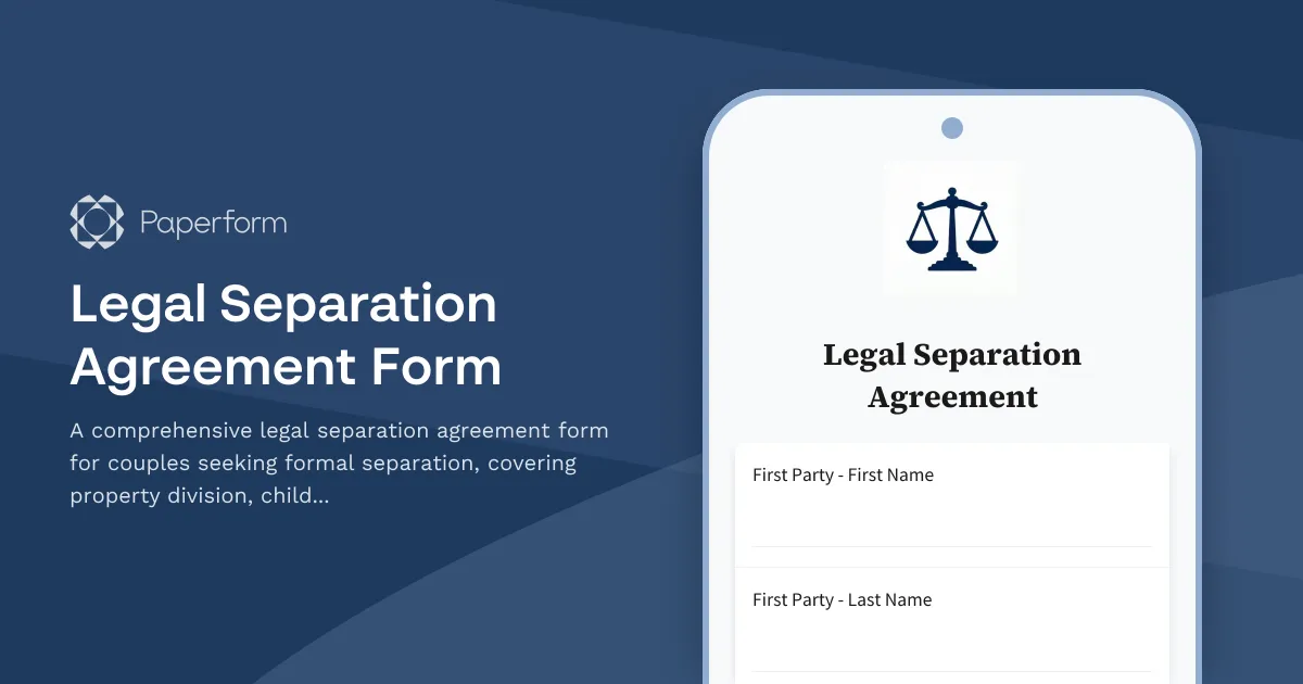 Legal Separation Agreement Form