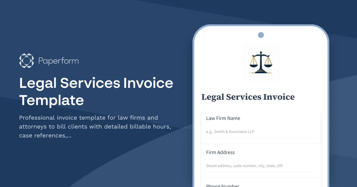 Legal Services Invoice Template with Billable Hours & Retainer Tracking ...
