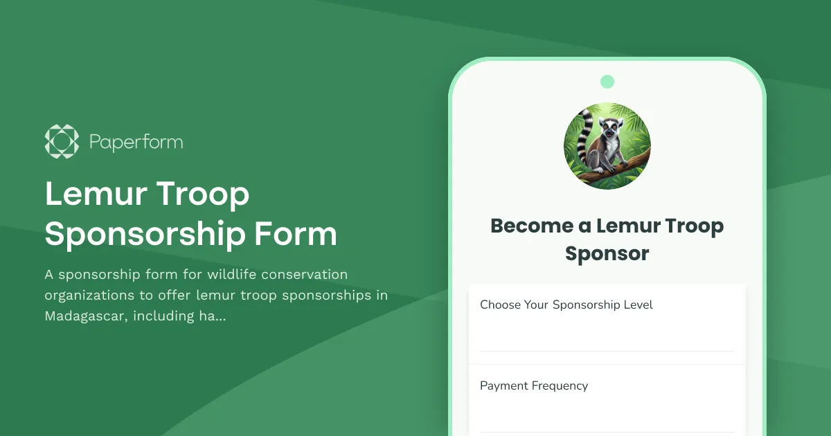 Lemur Troop Sponsorship Form