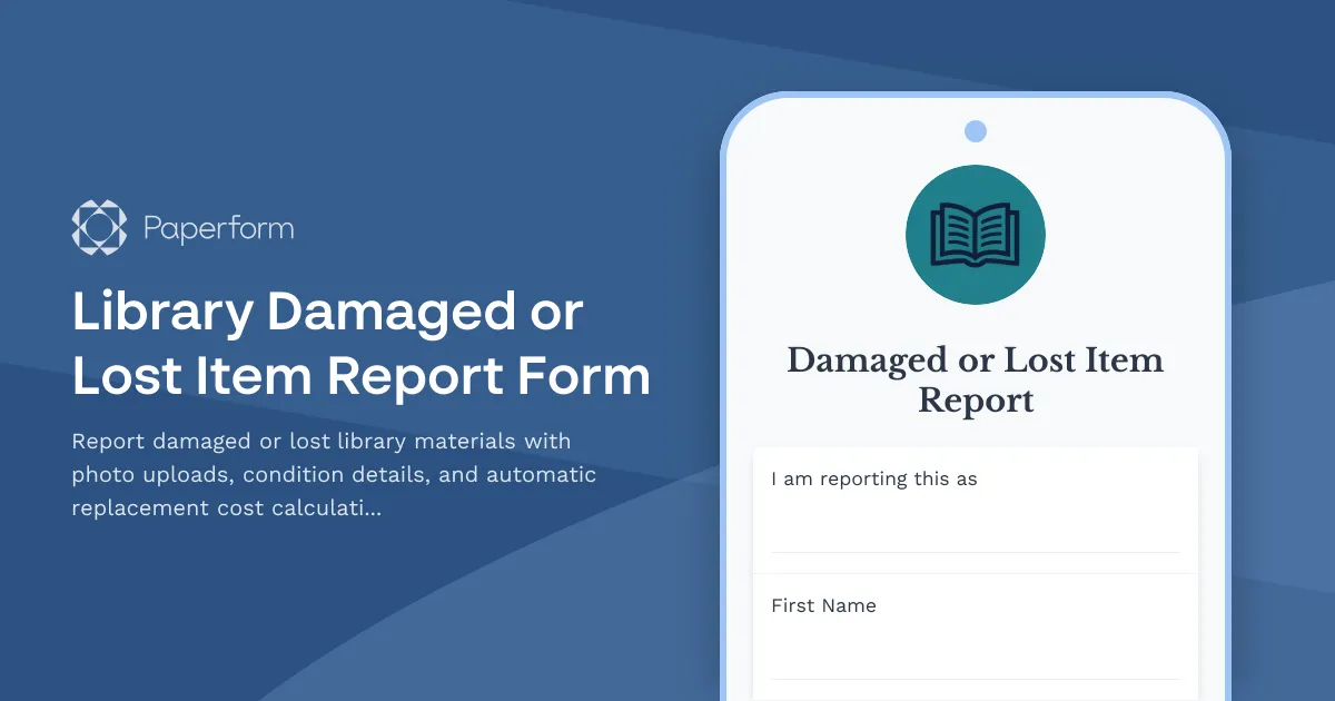 Library Damaged or Lost Item Report Form