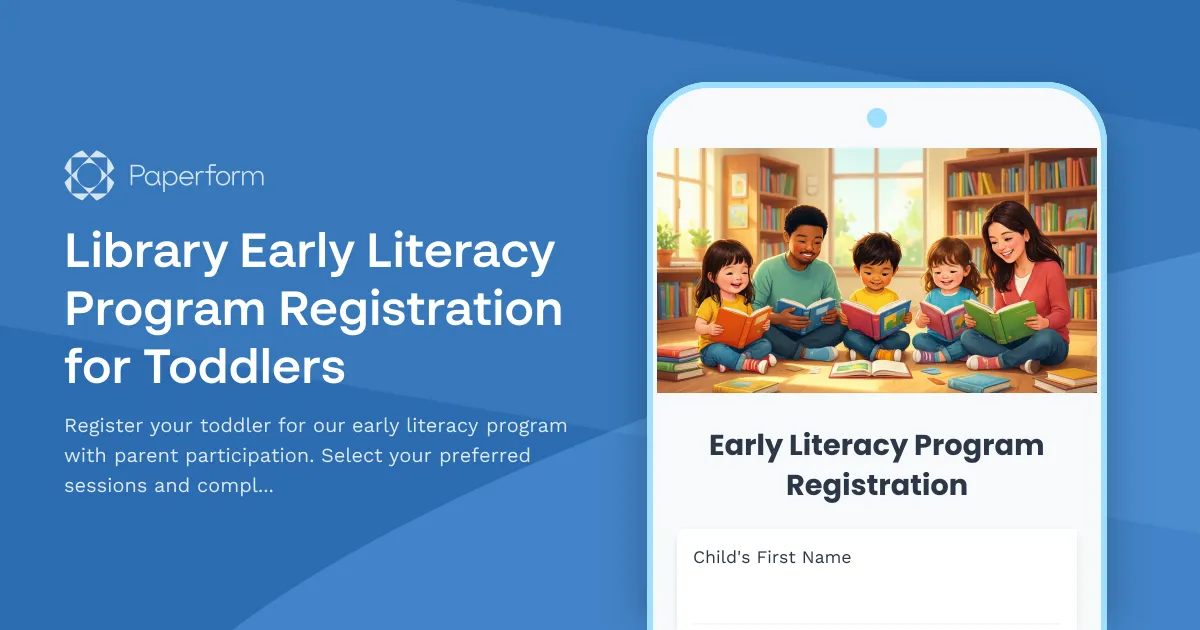 Library Early Literacy Program Registration for Toddlers