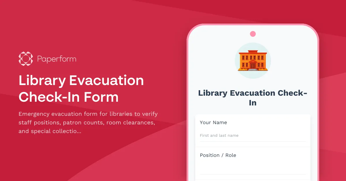 Library Evacuation Check-In Form Template | Paperform
