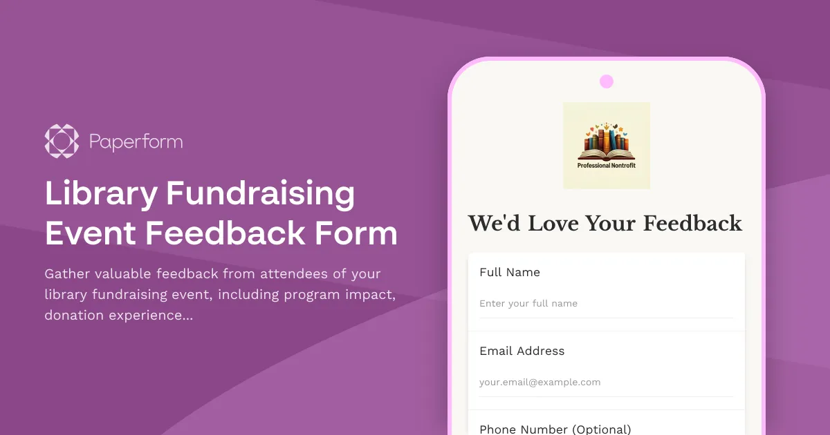 Library Fundraising Event Feedback Form