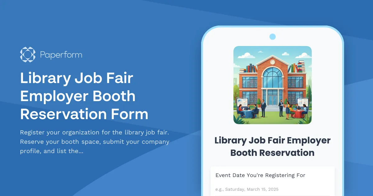 Library Job Fair Employer Booth Reservation Form