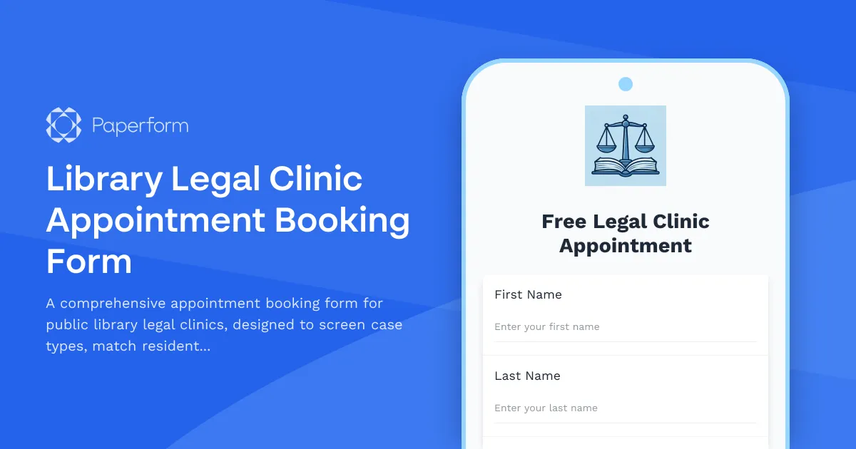 Library Legal Clinic Appointment Booking Form