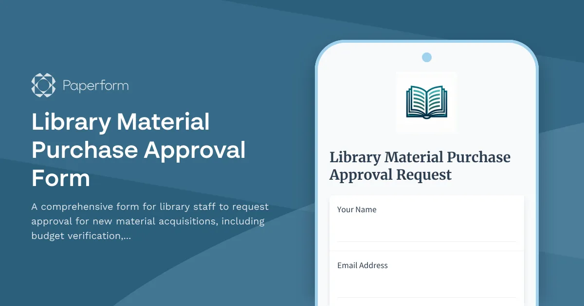 Library Material Purchase Approval Form