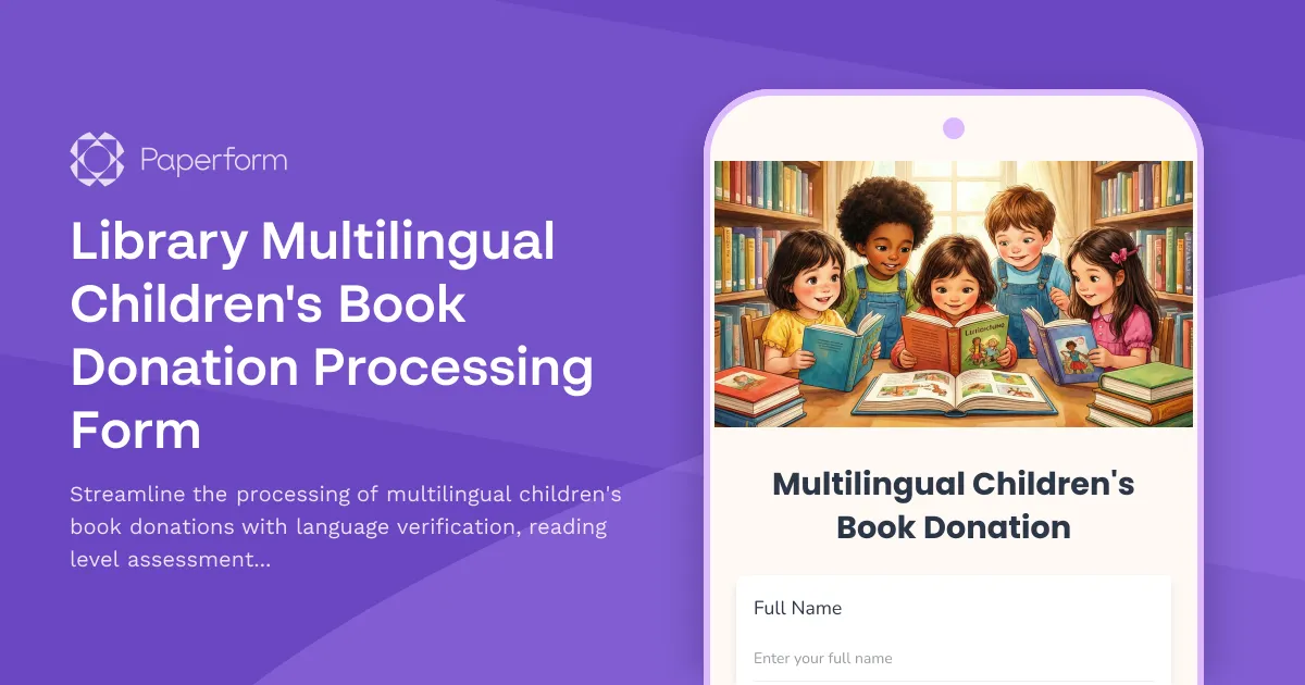 Library Multilingual Children's Book Donation Processing Form