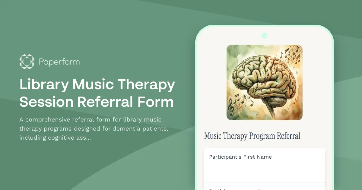 Library Music Therapy Session Referral Form