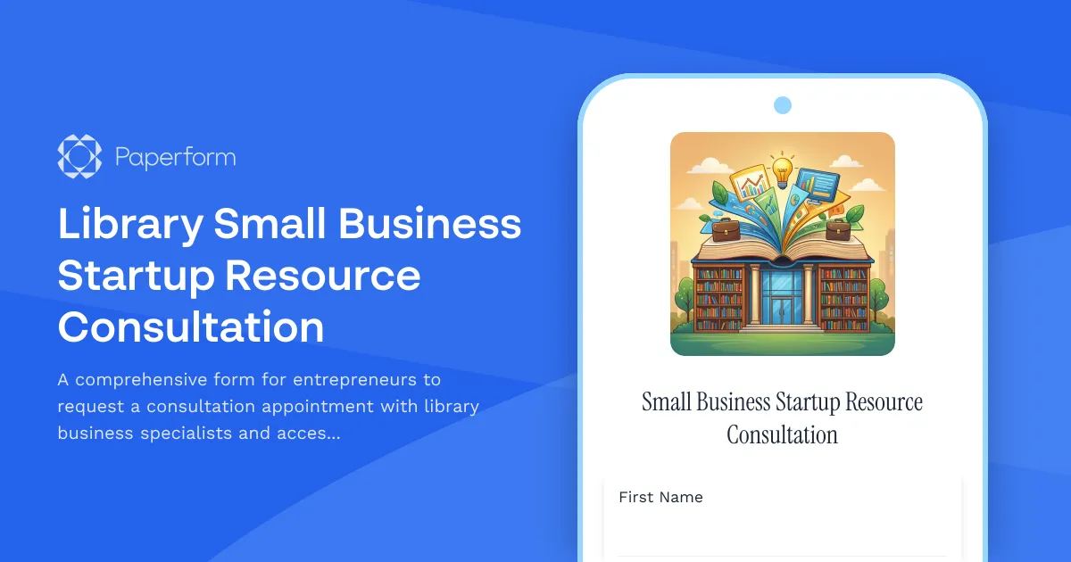 Library Small Business Startup Resource Consultation