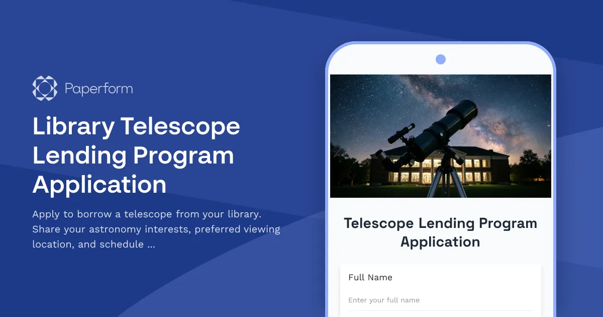 Library Telescope Lending Program Application