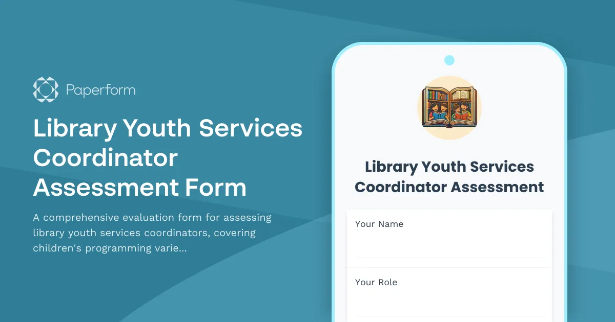 Library Youth Services Coordinator Assessment Form