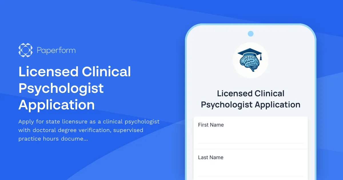 Licensed Clinical Psychologist Application