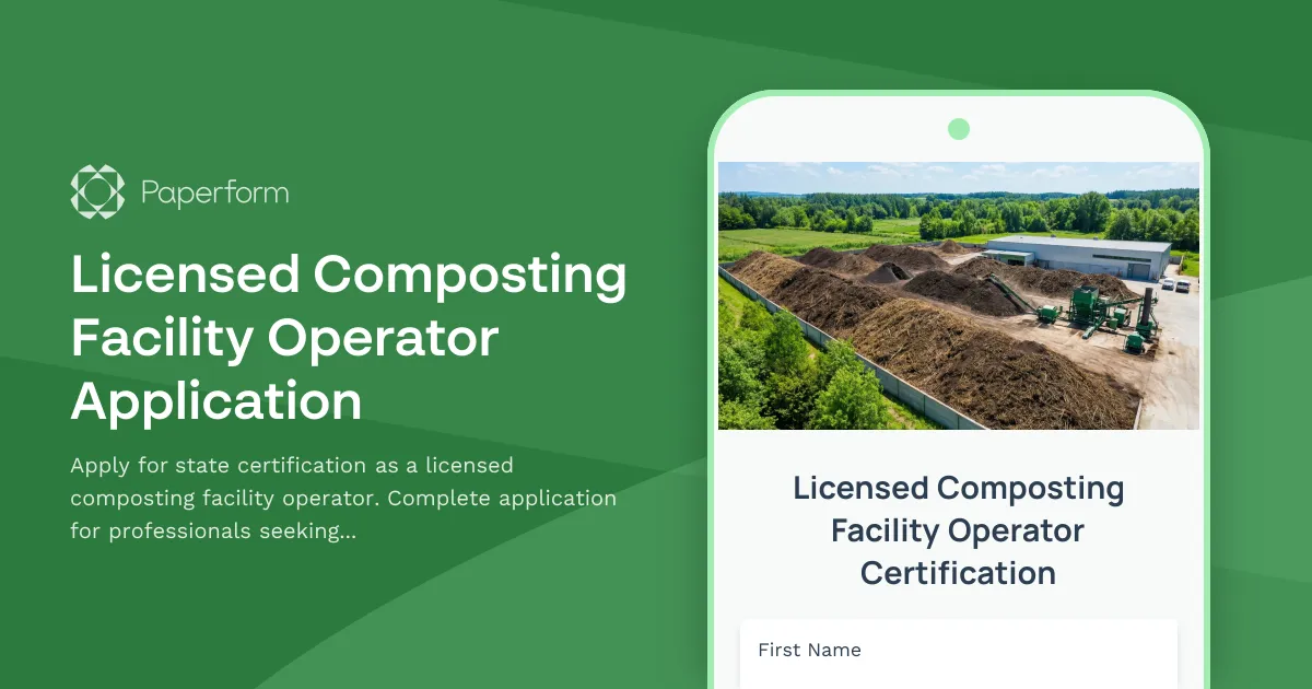 Licensed Composting Facility Operator Application