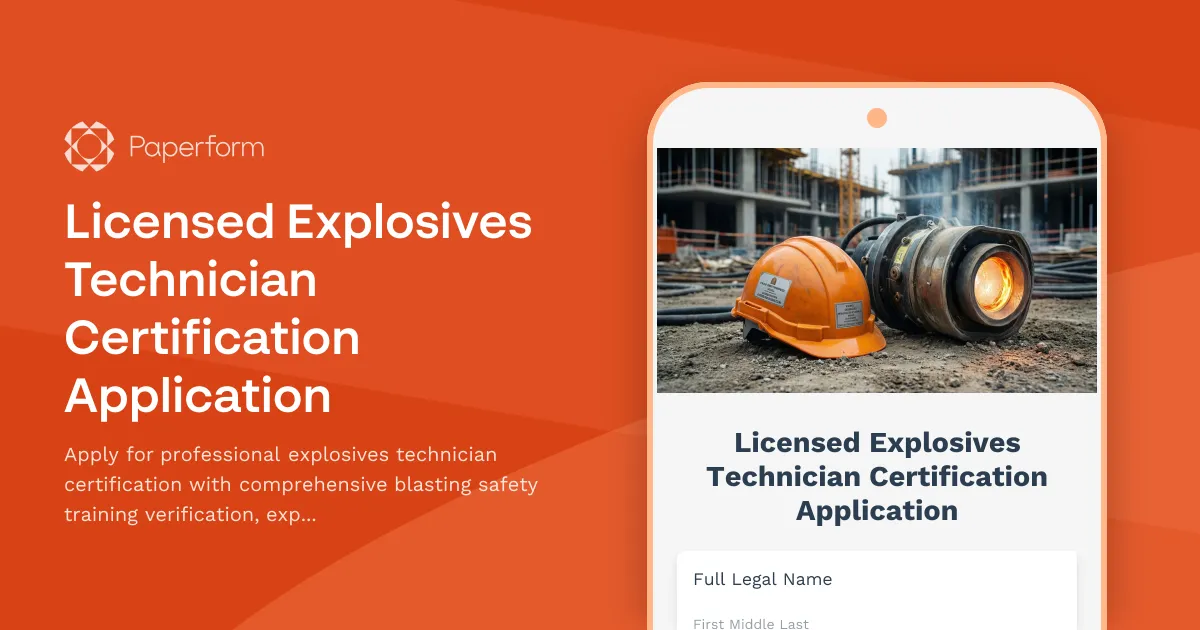 Licensed Explosives Technician Certification Application
